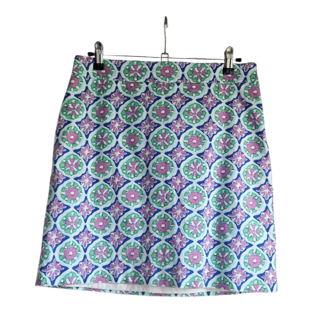 Talbots Skirt Size PETITE 6 Geometric Lined Multicolor Side Zip